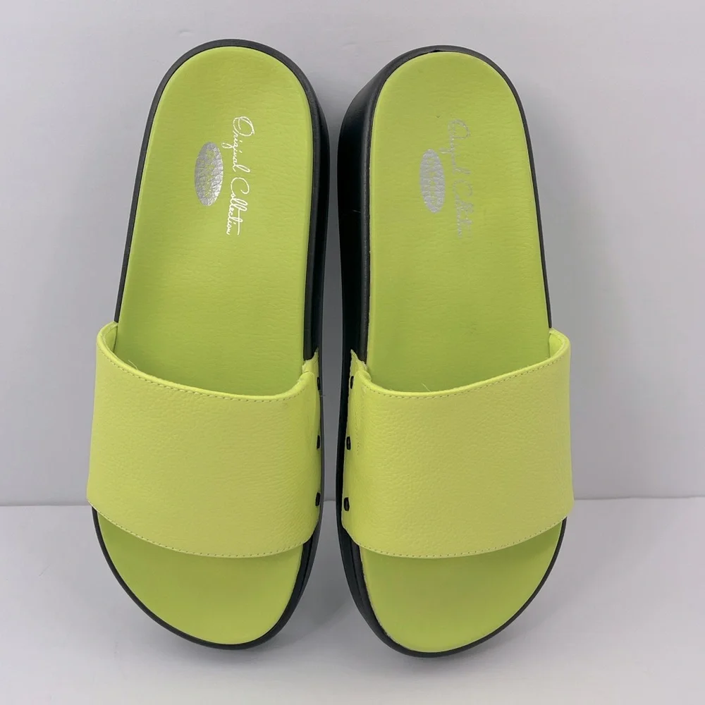 Dr. SCHOLL’S ORIGINAL COLLECTION, PISCES MAX SLIDES, LIME GREEN UPPER LEATHR, 9M - Picture 8 of 17